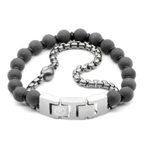 Black Marble Skull Bracelet for Men