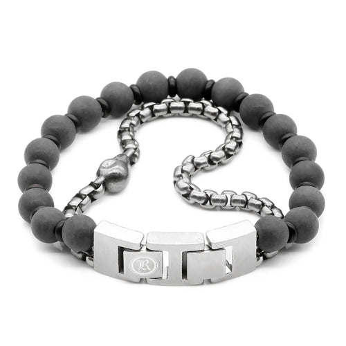 Black Marble Skull Bracelet for Men