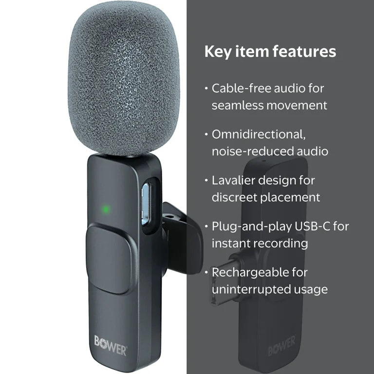 Bower Wireless Lavalier Microphone – USB-C