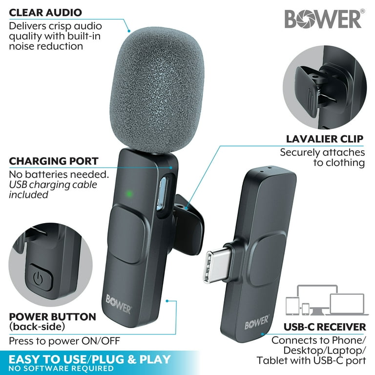 Bower Wireless Lavalier Microphone – USB-C